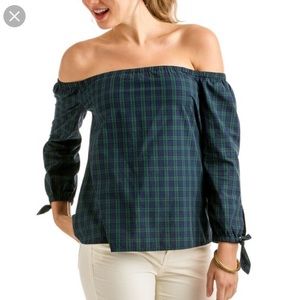 Vineyard Vines Plaid Off the Shoulder Top!